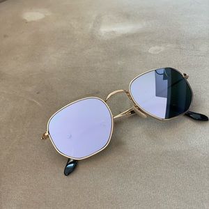 (Almost new) Rayban hexagonal sunglasses with light pink/blue mirror shades.